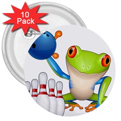 Tree Frog Bowler 3  Buttons (10 Pack) 