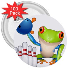 Tree Frog Bowler 3  Buttons (100 Pack) 