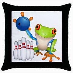 Tree Frog Bowler Throw Pillow Case (black) by crcustomgifts