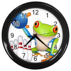 Tree Frog Bowler Wall Clocks (black) by crcustomgifts