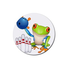 Tree Frog Bowler Rubber Coaster (round)  by crcustomgifts