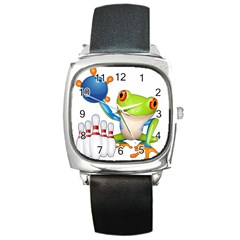 Tree Frog Bowler Square Metal Watch by crcustomgifts