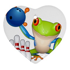 Tree Frog Bowler Heart Ornament (two Sides)