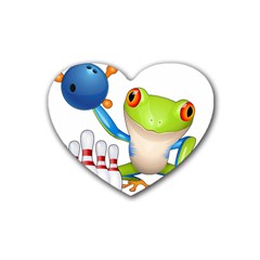 Tree Frog Bowler Heart Coaster (4 Pack)  by crcustomgifts