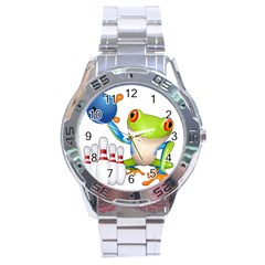 Tree Frog Bowler Stainless Steel Analogue Watch by crcustomgifts