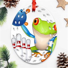 Tree Frog Bowler Ornament (oval Filigree) by crcustomgifts