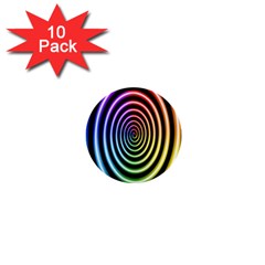 Hypnotic Circle Rainbow 1  Mini Buttons (10 Pack)  by Mariart