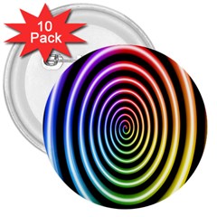 Hypnotic Circle Rainbow 3  Buttons (10 Pack)  by Mariart