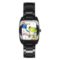 Tree Frog Bowler Stainless Steel Barrel Watch