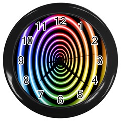 Hypnotic Circle Rainbow Wall Clocks (black)