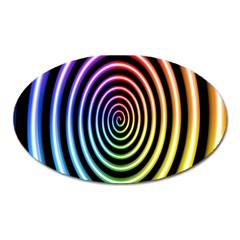 Hypnotic Circle Rainbow Oval Magnet by Mariart