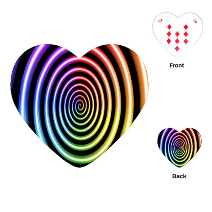 Hypnotic Circle Rainbow Playing Cards (Heart) 