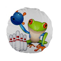 Tree Frog Bowler Standard 15  Premium Flano Round Cushions by crcustomgifts