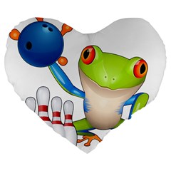 Tree Frog Bowler Large 19  Premium Flano Heart Shape Cushions