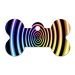 Hypnotic Circle Rainbow Dog Tag Bone (Two Sides) Front