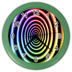 Hypnotic Circle Rainbow Color Wall Clocks by Mariart