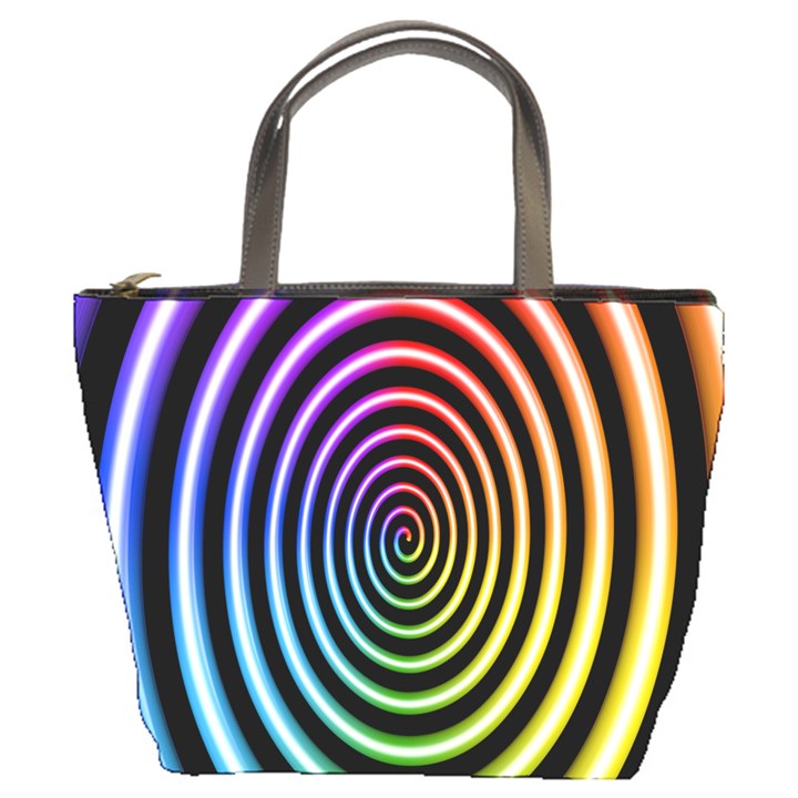 Hypnotic Circle Rainbow Bucket Bags