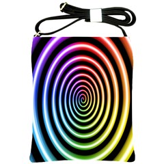 Hypnotic Circle Rainbow Shoulder Sling Bags by Mariart