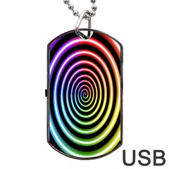 Hypnotic Circle Rainbow Dog Tag Usb Flash (one Side) by Mariart