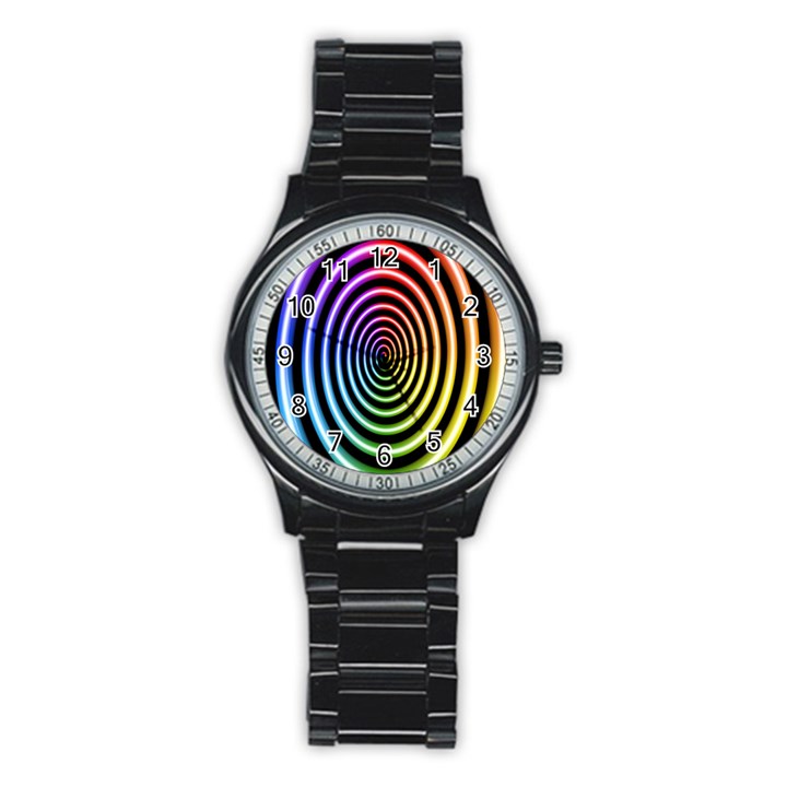 Hypnotic Circle Rainbow Stainless Steel Round Watch