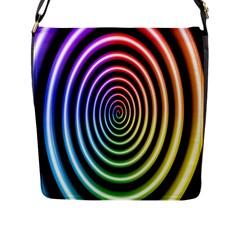 Hypnotic Circle Rainbow Flap Messenger Bag (l)  by Mariart