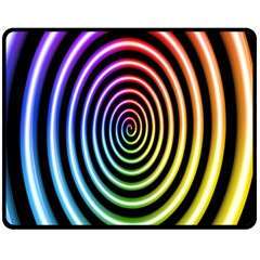 Hypnotic Circle Rainbow Double Sided Fleece Blanket (medium)  by Mariart