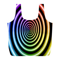 Hypnotic Circle Rainbow Full Print Recycle Bags (l)  by Mariart