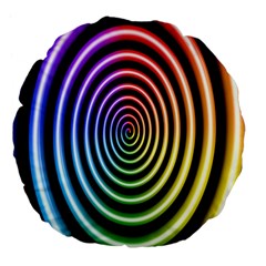 Hypnotic Circle Rainbow Large 18  Premium Flano Round Cushions by Mariart