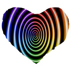 Hypnotic Circle Rainbow Large 19  Premium Flano Heart Shape Cushions