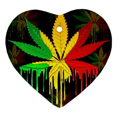 Marijuana Cannabis Rainbow Love Green Yellow Red Black Ornament (heart) by Mariart