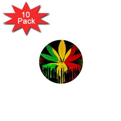 Marijuana Cannabis Rainbow Love Green Yellow Red Black 1  Mini Buttons (10 Pack) 