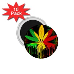 Marijuana Cannabis Rainbow Love Green Yellow Red Black 1 75  Magnets (10 Pack)  by Mariart