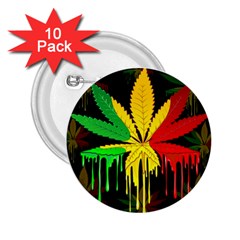 Marijuana Cannabis Rainbow Love Green Yellow Red Black 2 25  Buttons (10 Pack) 