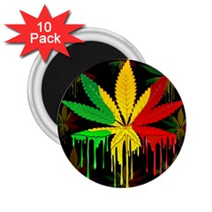 Marijuana Cannabis Rainbow Love Green Yellow Red Black 2 25  Magnets (10 Pack) 