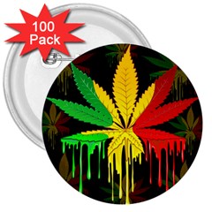 Marijuana Cannabis Rainbow Love Green Yellow Red Black 3  Buttons (100 Pack) 