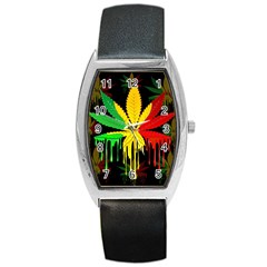 Marijuana Cannabis Rainbow Love Green Yellow Red Black Barrel Style Metal Watch