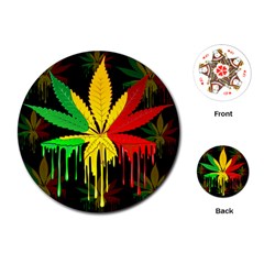 Marijuana Cannabis Rainbow Love Green Yellow Red Black Playing Cards (round) 