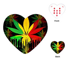 Marijuana Cannabis Rainbow Love Green Yellow Red Black Playing Cards (heart)  by Mariart