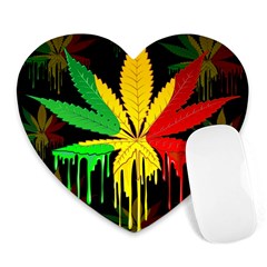 Marijuana Cannabis Rainbow Love Green Yellow Red Black Heart Mousepads by Mariart