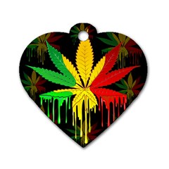 Marijuana Cannabis Rainbow Love Green Yellow Red Black Dog Tag Heart (two Sides) by Mariart