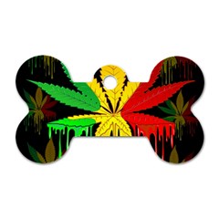 Marijuana Cannabis Rainbow Love Green Yellow Red Black Dog Tag Bone (one Side) by Mariart