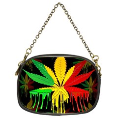 Marijuana Cannabis Rainbow Love Green Yellow Red Black Chain Purses (one Side) 