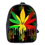 Marijuana Cannabis Rainbow Love Green Yellow Red Black School Bag (Large) Front