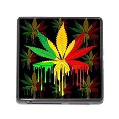 Marijuana Cannabis Rainbow Love Green Yellow Red Black Memory Card Reader (square)