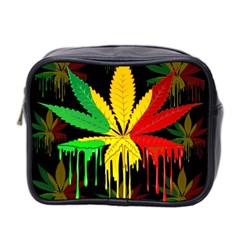 Marijuana Cannabis Rainbow Love Green Yellow Red Black Mini Toiletries Bag 2-side