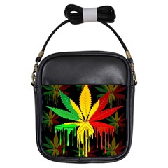 Marijuana Cannabis Rainbow Love Green Yellow Red Black Girls Sling Bags by Mariart