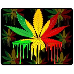 Marijuana Cannabis Rainbow Love Green Yellow Red Black Fleece Blanket (medium) 