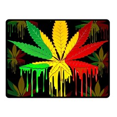 Marijuana Cannabis Rainbow Love Green Yellow Red Black Fleece Blanket (small) by Mariart