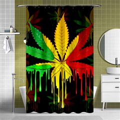 Marijuana Cannabis Rainbow Love Green Yellow Red Black Shower Curtain 48  X 72  (small) 