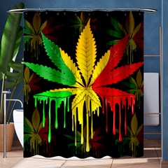 Marijuana Cannabis Rainbow Love Green Yellow Red Black Shower Curtain 60  X 72  (medium)  by Mariart